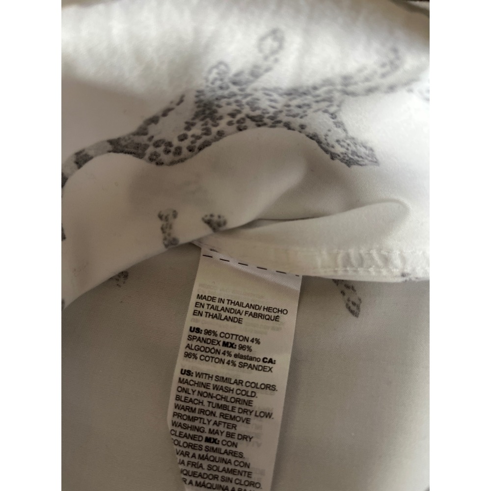 Chicos Leopard Print Striped Tunic Button Down Shirt White Black Size 2 Large - Picture 10 of 10